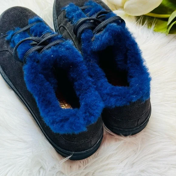 Diane B. Milano Blue Suede & Shearling Sneakers - Picture 5 of 8